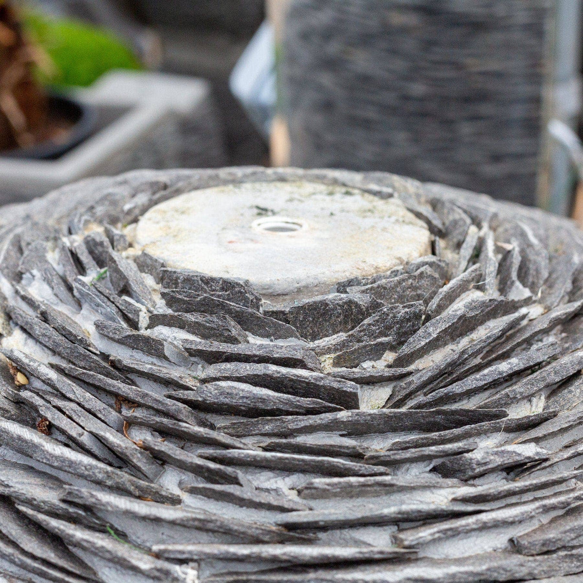 Mid Ulster Garden Centre Water Feature Grey Planet Slate Sphere Garden Water Feature - 50cm Diameter
