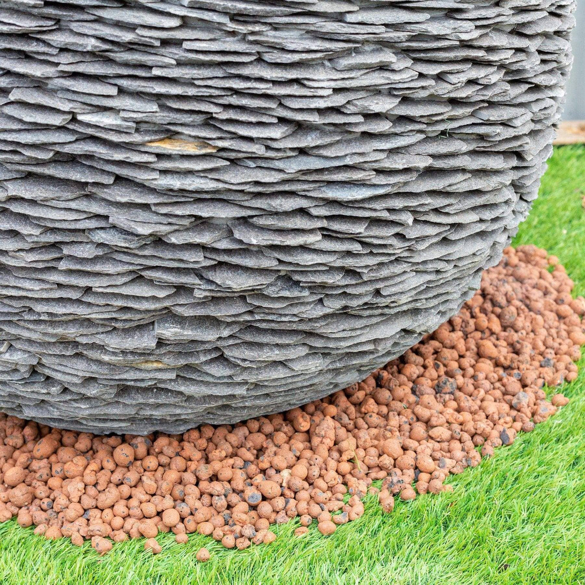 Mid Ulster Garden Centre Water Feature Grey Planet Slate Sphere Garden Water Feature - 50cm Diameter