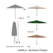 Alexander Rose Garden Furniture Accessories Alexander Rose Aluminium Round Parasol with Tilt and Crank 3.0m Diameter in Ecru, Forest Green or Taupe