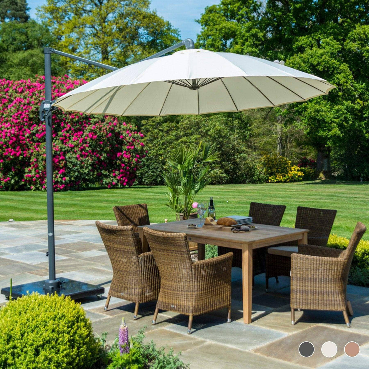 Alexander Rose Garden Furniture Accessories Alexander Rose Round Cantilever 3.0m Parasol - Charcoal, Ecru, Taupe