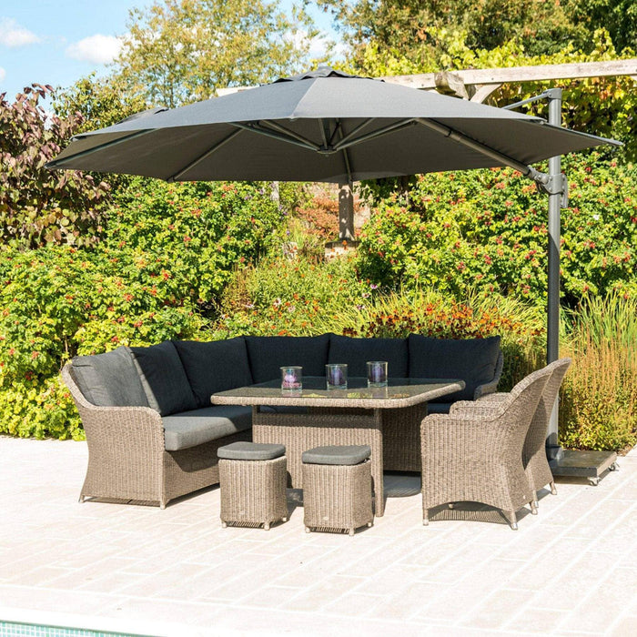 Alexander Rose Garden Furniture Accessories Alexander Rose Round Cantilever Sunshade 3.5m Parasol - Charcoal, Ecru, Taupe