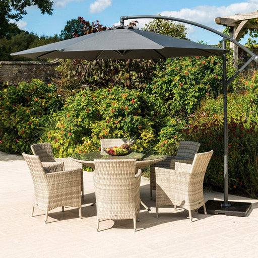 Alexander Rose Garden Furniture Accessories Alexander Rose Round Aluminium Cantilever Parasol 3m Diameter, Taupe, Ecru, Forest Green, Charcoal