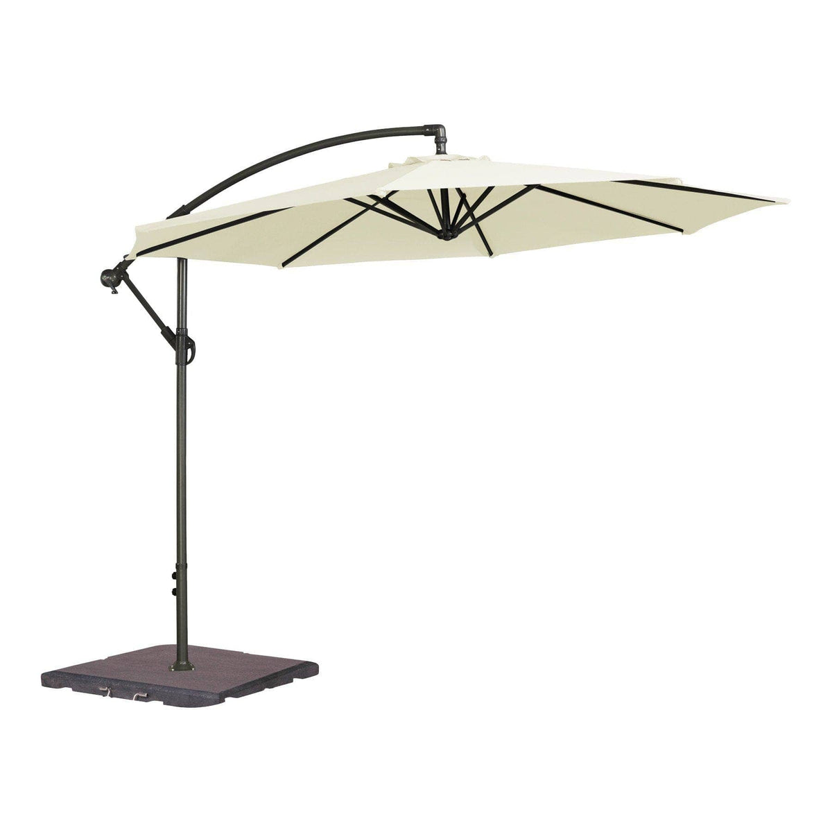Alexander Rose Garden Furniture Accessories Ecru / No Alexander Rose Round Aluminium Cantilever Parasol 3m Diameter, Taupe, Ecru, Forest Green, Charcoal