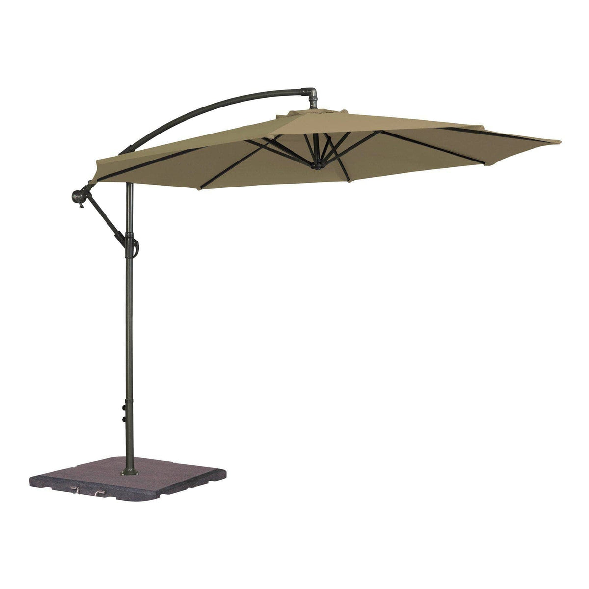 Alexander Rose Garden Furniture Accessories Taupe / No Alexander Rose Round Aluminium Cantilever Parasol 3m Diameter, Taupe, Ecru, Forest Green, Charcoal