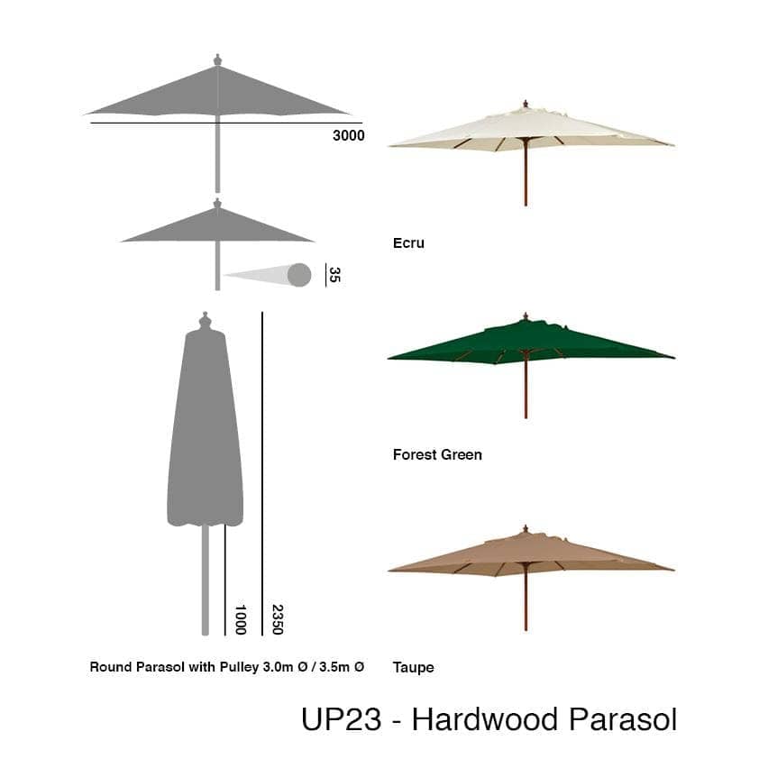 Alexander Rose Garden Furniture Accessories Alexander Rose Hardwood Rectangular Parasol with Pulley 2m x 3m (various colours)