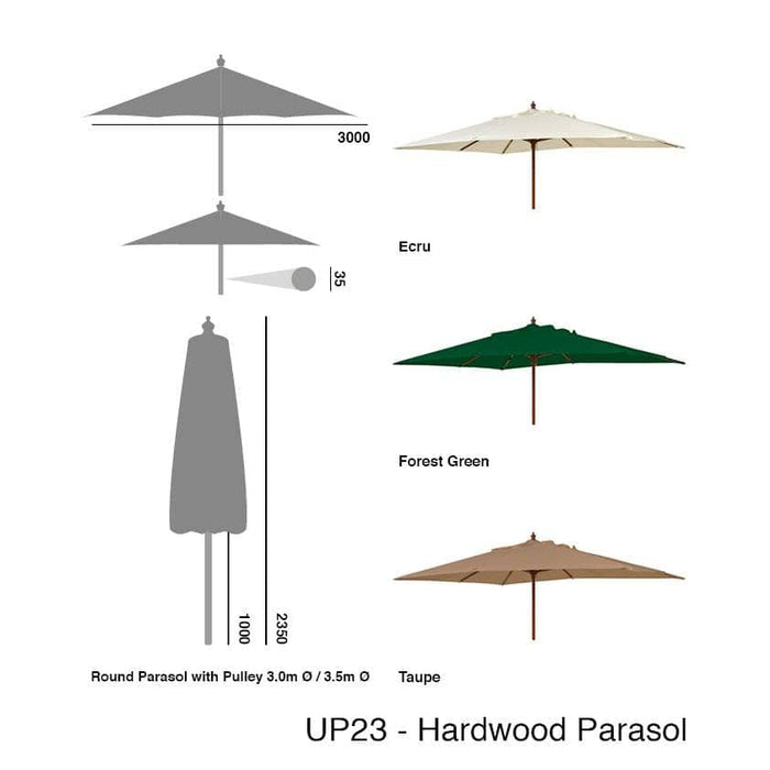 Alexander Rose Garden Furniture Accessories Alexander Rose Hardwood Rectangular Parasol with Pulley 2m x 3m (various colours)