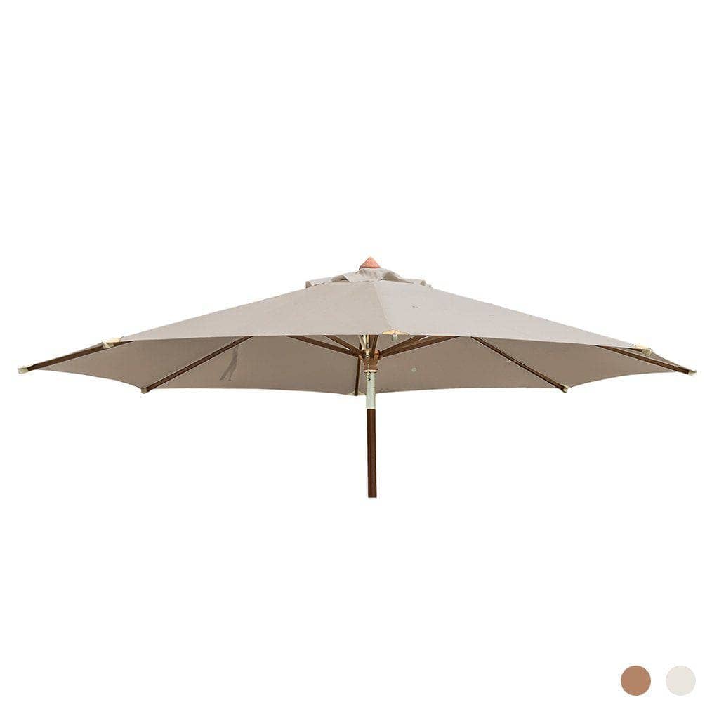 Alexander Rose Garden Furniture Accessories Ecru / No Alexander Rose Hardwood Round Luxury Sun Parasol with Pulley 3.5m Dia