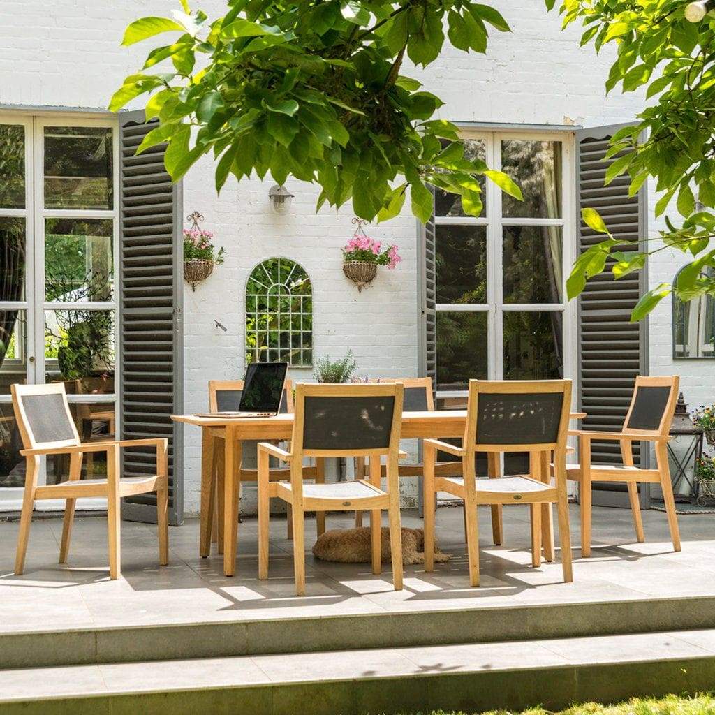 Alexander Rose Garden Furniture Alexander Rose Roble 6 Seater Stacking Armchair & Extending Table
