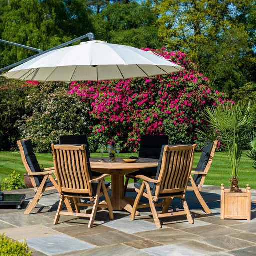 Alexander Rose Garden Furniture Alexander Rose Roble Bengal Round 6 Seater Set - Ascot Recliner Chairs