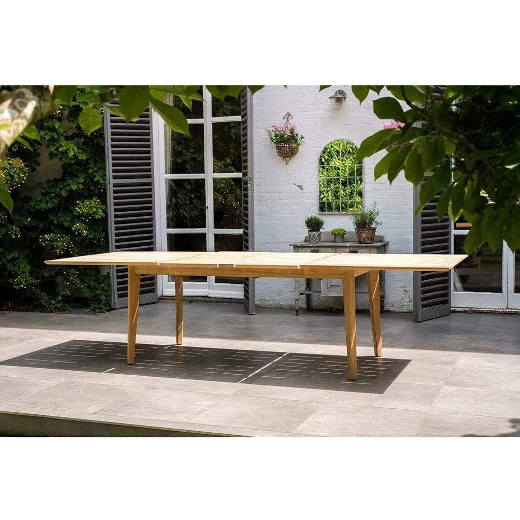 Alexander Rose Garden Furniture Alexander Rose Roble Extending Large Garden Table and 8 Charcoal Sling Stacking Armchairs