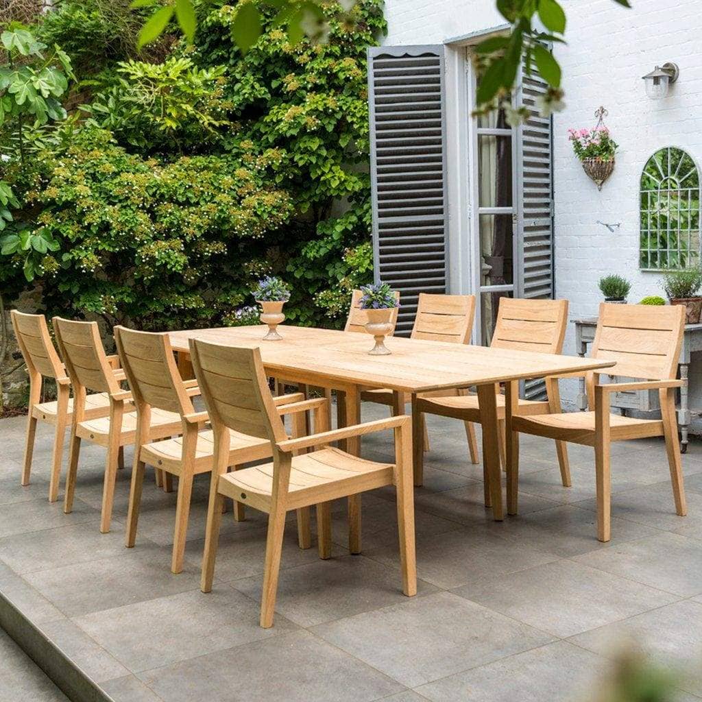 Alexander Rose Garden Furniture Alexander Rose Roble Extending Table and 10 Stackable Garden Chairs