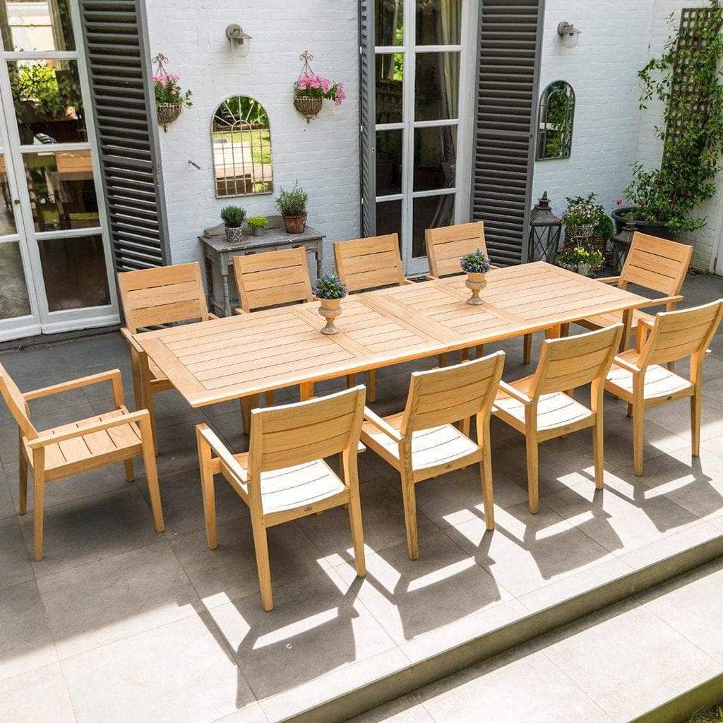 Alexander Rose Garden Furniture Alexander Rose Roble Extending Table and 10 Stackable Garden Chairs