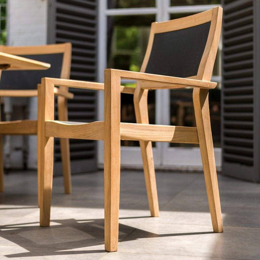 Alexander Rose Garden Furniture Alexander Rose Roble Extending Large Garden Table and 8 Charcoal Sling Stacking Armchairs