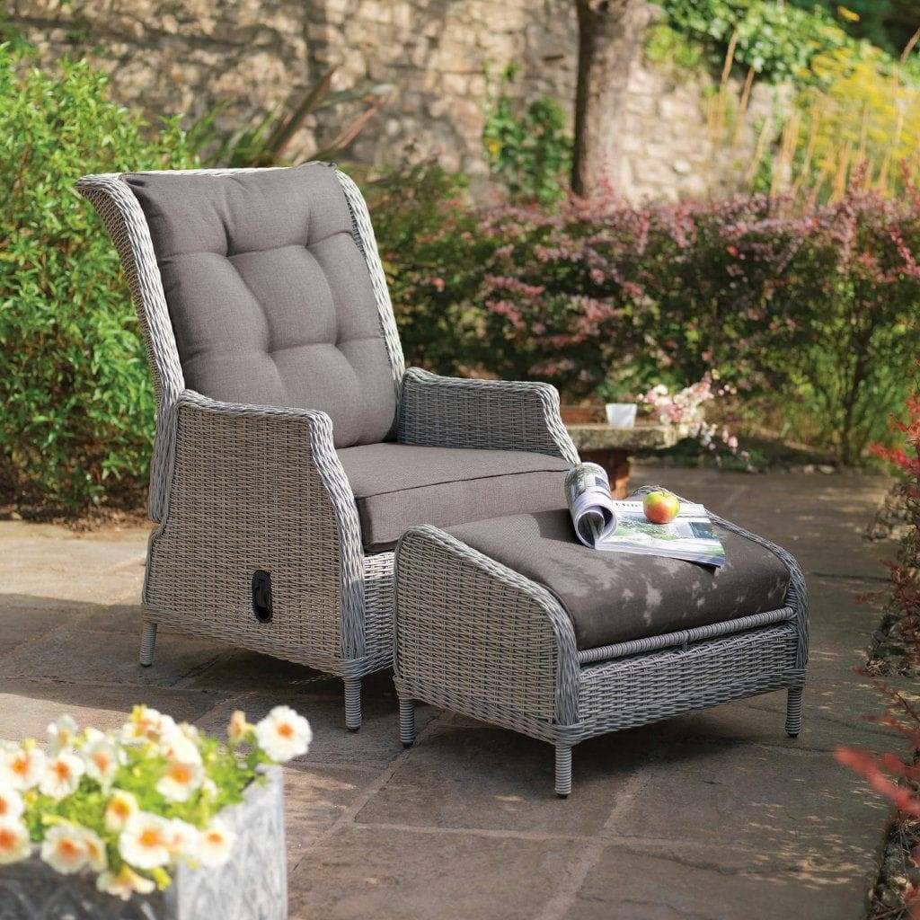 Kettler Garden Furniture Kettler Palma Sun Recliner & Footstool in White Wash