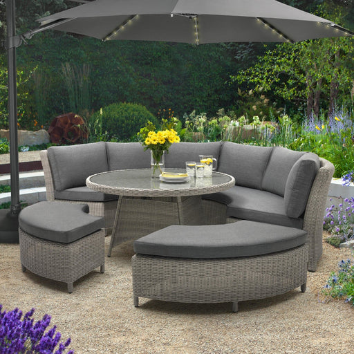Kettler Garden Furniture Accessories Kettler 3.5m LED Free Arm Large Parasol Grey Frame, Taupe Canopy, LED's and Bluetooth Speaker