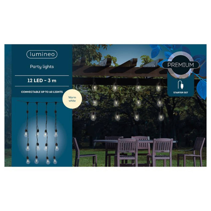 Kaemingk Christmas lighting Lumineo 12 LED Party Warm White Festoon Globes