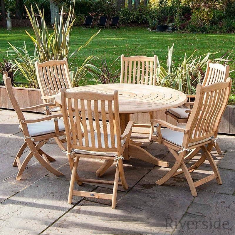Alexander Rose Garden Furniture Alexander Rose Roble Bengal Round 6 Seater Set - Folding Carver