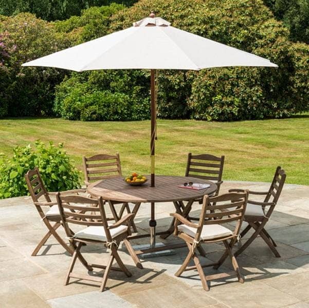 Alexander Rose Garden Furniture Alexander Rose Sherwood Dining Set with 6 Folding Carvers