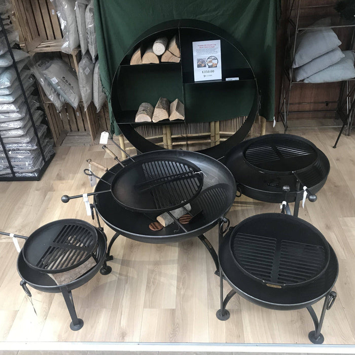 Firepits UK BBQ's and Firepits Plain Jane Garden Fire Pit with Swing Arm BBQ - various sizes from 60cm - 90cm diameter