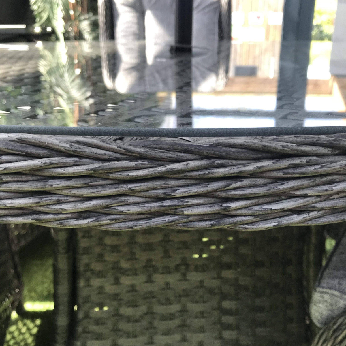 Mercer Garden Furniture Amalfi High Back 8 Seat Grey Rattan Outdoor Dining Set