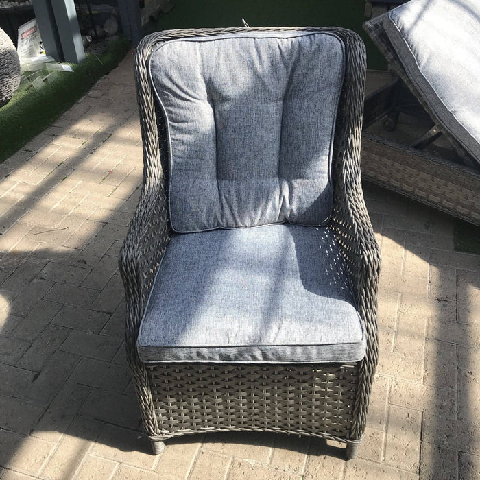 Mercer Garden Furniture Amalfi High Back 6 Seat Grey Rattan Outdoor Dining Set
