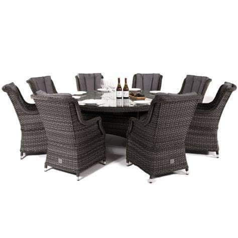 Mercer Garden Furniture Amalfi High Back 8 Seat Grey Rattan Outdoor Dining Set